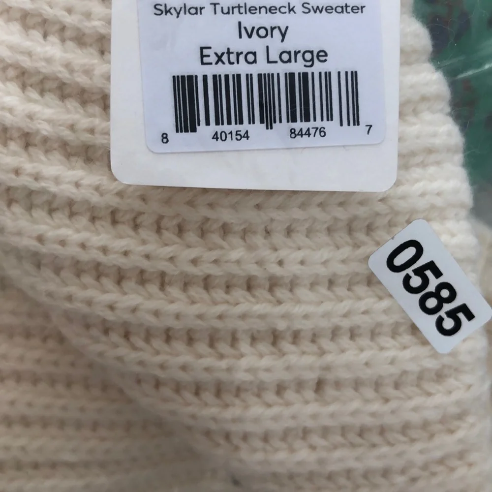 Marine Layer Skylar Sweater Knit Chevron Mock Turtleneck Pullover Ivory NWT XL